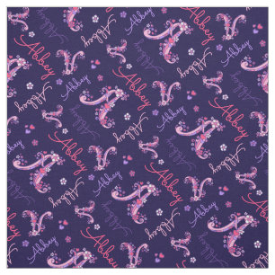 A monogram and personalised name abbey fabric