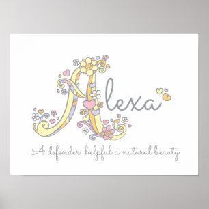 A monogram art Alexa girls name meaning poster
