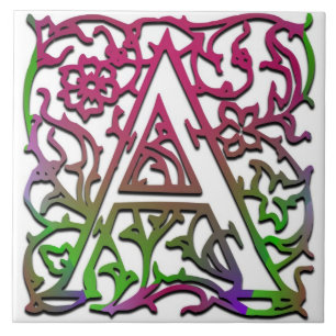 A Monogram "Besque Garden" Ceramic Tile
