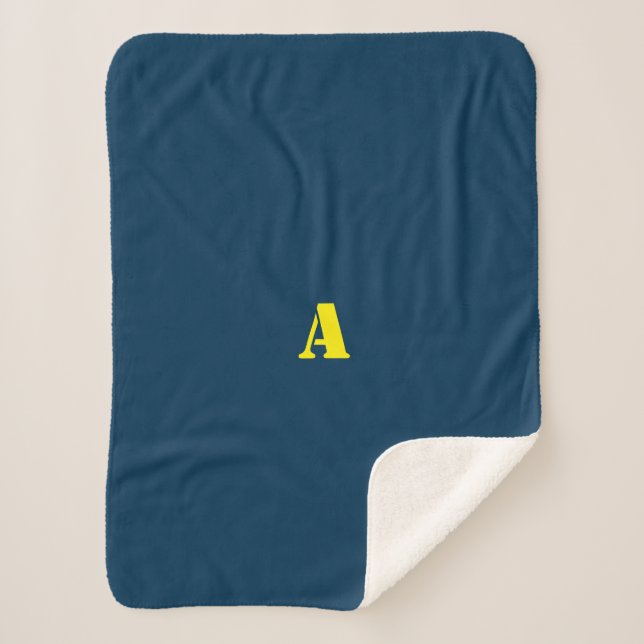 A Monogram Dark Blue Fleece Blanket (Front)
