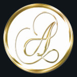 A Monogram Faux Gold Envelope Or Favour Seal<br><div class="desc">A Monogram Faux Gold Envelope Or Favour Seal. These classic round stickers are printed with non metallic ink on a flat sticker to look like gold. They are not beveled or embossed monograms but are designed to look like they are beveled or embossed monograms. These gold monogram seals are printed...</div>