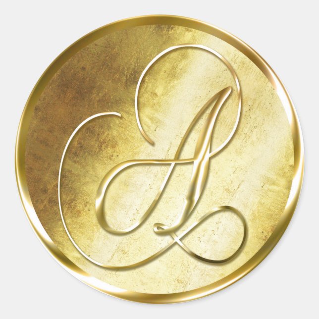 A Monogram Faux Gold Envelope Seal Stickers (Front)