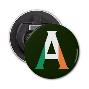 A Monogram overlaid on Irish Flag bocnt Bottle Opener