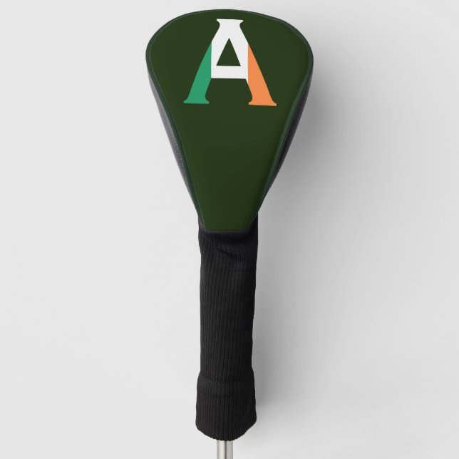 A Monogram overlaid on Irish Flag dccnt Golf Head Cover (Front)