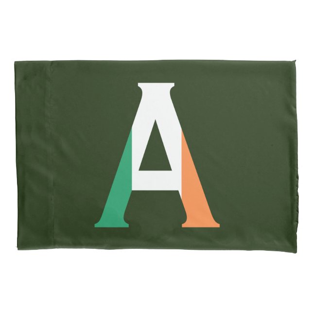A Monogram overlaid on Irish Flag pct Pillowcase (Front)
