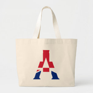 A Monogram overlaid on Union Jack Flag jtt Large Tote Bag