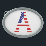 A Monogram overlaid on USA Flag bbcnt Belt Buckle<br><div class="desc">A Monogram overlaid on USA Flag Belt Buckle

Design © Trinkets and Things 2017 - AHP Design. All Rights Reserved.

080517</div>