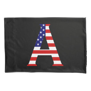 A Monogram overlaid on USA Flag bedpccn Pillowcase