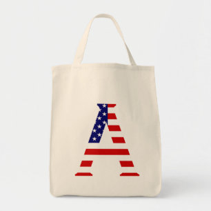 A Monogram overlaid on USA Flag gtcn Tote Bag
