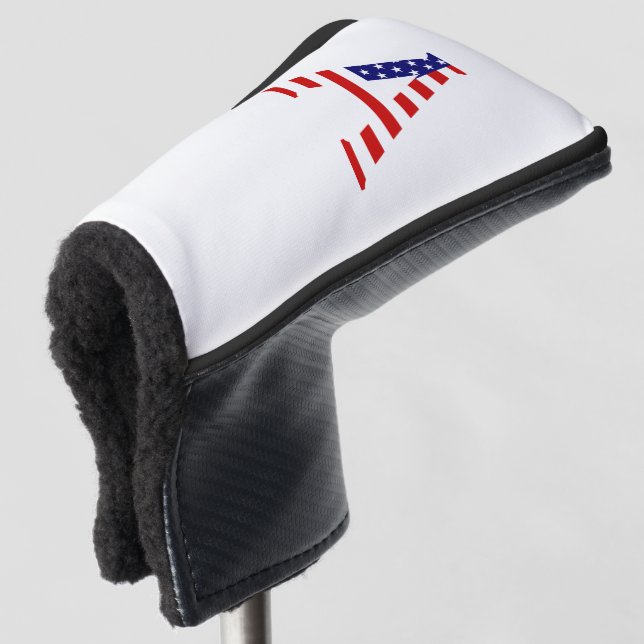 A Monogram overlaid on USA Flag pccnt Golf Head Cover (3/4 Front)