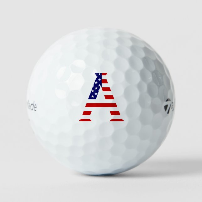 A Monogram overlaid on USA Flag tmtp5 gbcnt Golf Balls (Front)