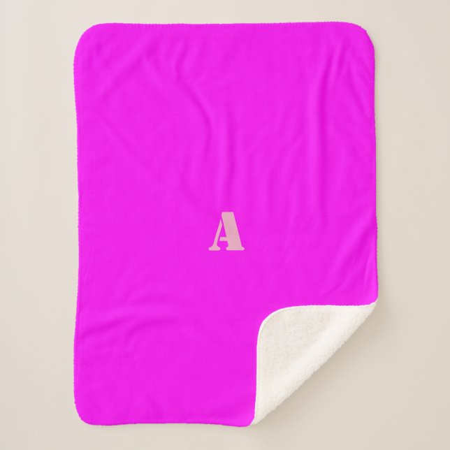 A Monogram Pink Magenta Fleece Blanket (Front)