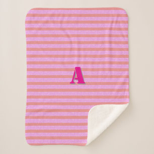 A Monogram Pink Stripe Sherpa Blanket