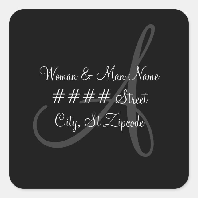 "A" Monogram Return Address Label - Personalise (Front)