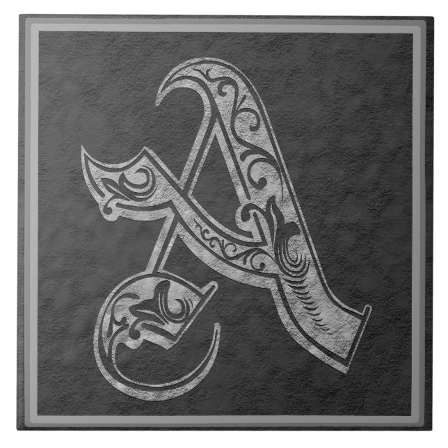 A Monogram "Royal Grey Stone" Ceramic Tile (Front)