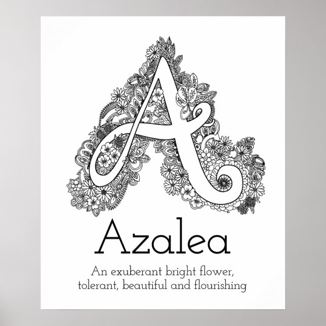A monogram tangle art Azalea name meaning Poster (Front)