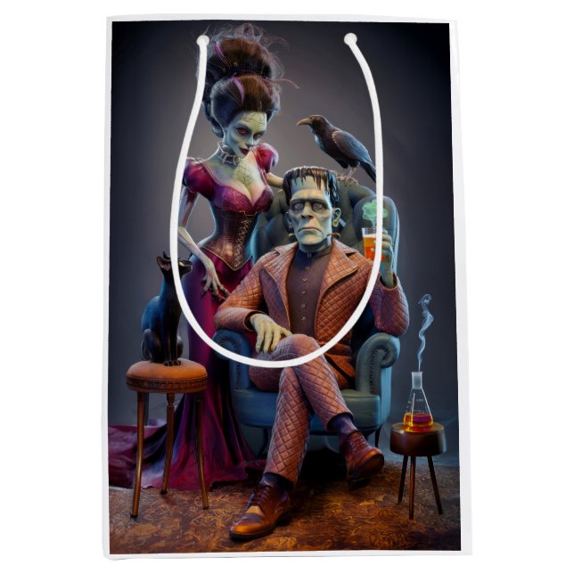 A Monster and His Bride, A Wedding Portrait Medium Gift Bag (Front)