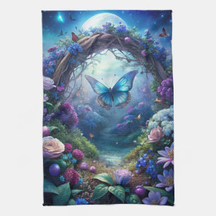 A Moonlit Butterfly Tea Towel