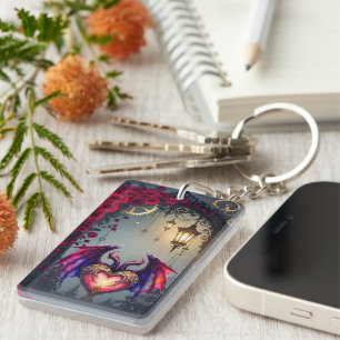 A Moonlit Invitation –Love Turns the Gears of Time Key Ring