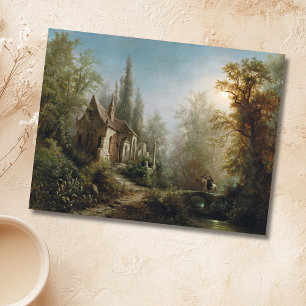 A Moonlit Night Over a Chapel and Riders - Rieger  Postcard