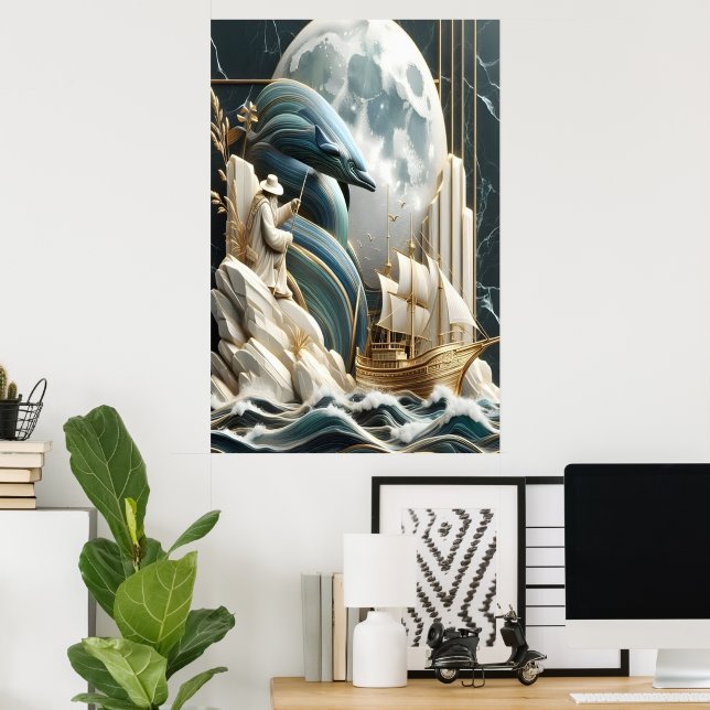 A Moonlit Seafaring Adventure Poster (Home Office)
