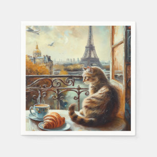 A Morning in Paris   Ginger Cat at a Cafe Napkin