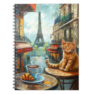 A Morning in Paris Ginger Cat at a Cafe Notebook