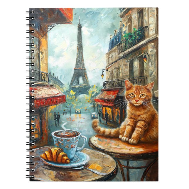 A Morning in Paris | Ginger Cat at a Cafe Notebook (Front)