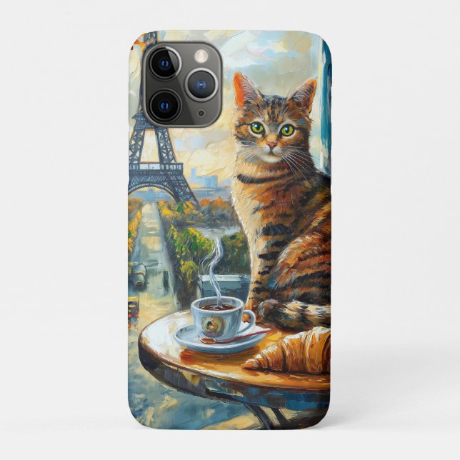 A Morning in Paris | Tabby Cat at a Cafe Case-Mate iPhone Case (Back)