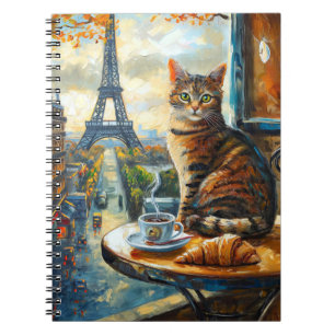 A Morning in Paris Tabby Cat at a Cafe Notebook