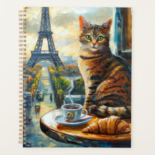 A Morning in Paris Tabby Cat at a Cafe Planner