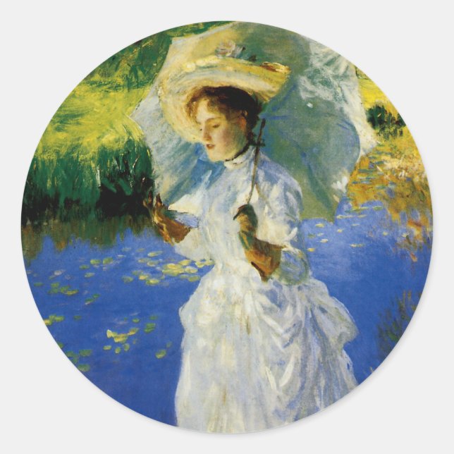 A Morning Walk Classic Round Sticker (Front)