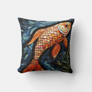 A Mosaic Symphony of Colourful Fish #2 Cushion