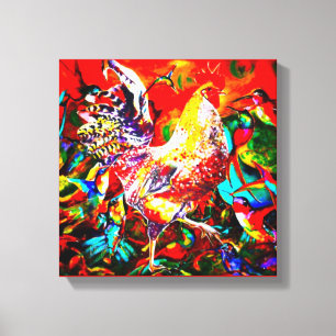 "A Most Colourful Morning" Rooster and Canvas Print