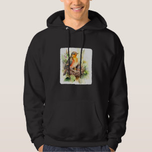 A Mother Bird Feeding Her Chicks Bird Feeding Youn Hoodie