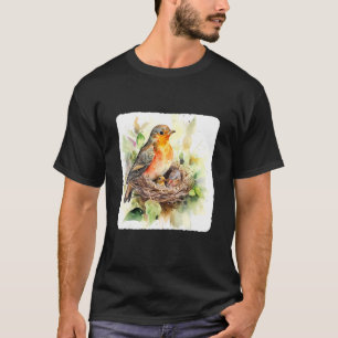 A Mother Bird Feeding Her Chicks Bird Feeding Youn T-Shirt