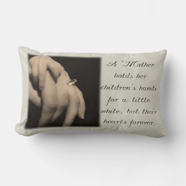 A Mother Holds Her Children's Hands Pillow (Front)