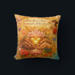 A Mother’s Love — Decorative Pillow<br><div class="desc">Bring a touch of heartfelt beauty into any space with this decorative pillow celebrating the universal truth that a mother’s love transcends all borders. The artwork features two hands of different skin tones gently holding a radiant golden heart, surrounded by soft florals, butterflies, and glowing light. Every detail honors unity,...</div>