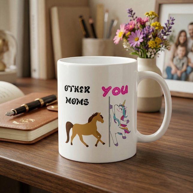 A mother’s passion and commitment to her family coffee mug (Whimsical Unicorn Mom Passion & Commitment Bold Typography Mugs)