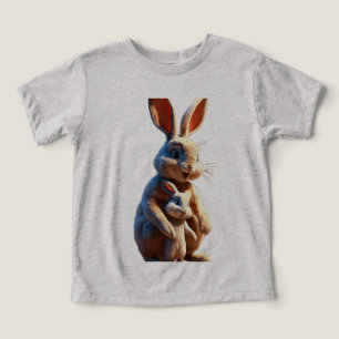 A Mother’s Warm Embrace: 3D Rabbit Family MT-Shirt
