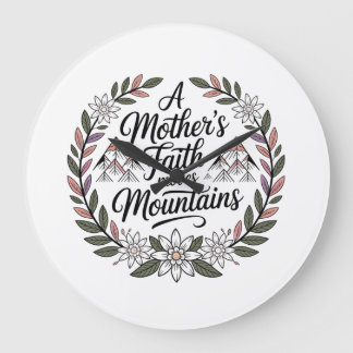 A Mother's Faith Moves Mountains Large Clock