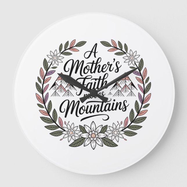 A Mother's Faith Moves Mountains Large Clock (Front)