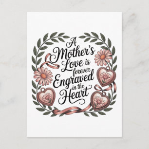 A Mother's Love Is Forever Engraved In The Heart Holiday Postcard