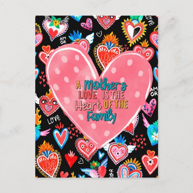 A Mother's Love is the Heart of the Family Postcard (Front)