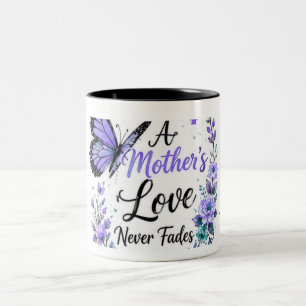 A Mother's Love Never Fades Purple Butterfly Two-Tone Coffee Mug
