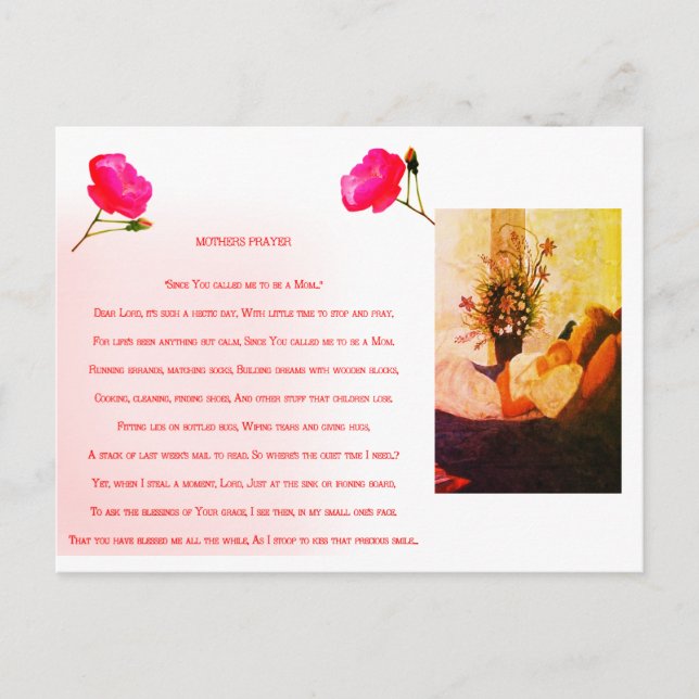 A Mothers loving prayer Postcard (Front)