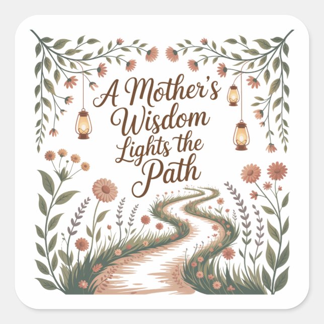 A Mother's Wisdom Lights The Path Square Sticker (Front)