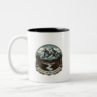A mountain design explore the wilderness Two-Tone coffee mug