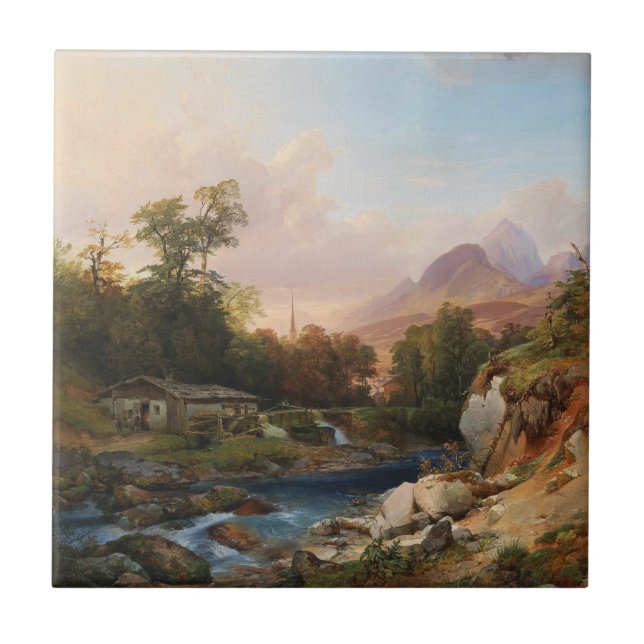 A Mountain Landscape With a Smithy Tile (Front)