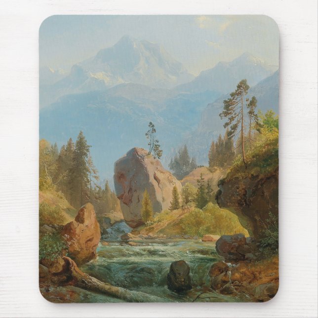 A Mountain Landscape with Creek – Albert Zimmerman Mouse Pad (Front)